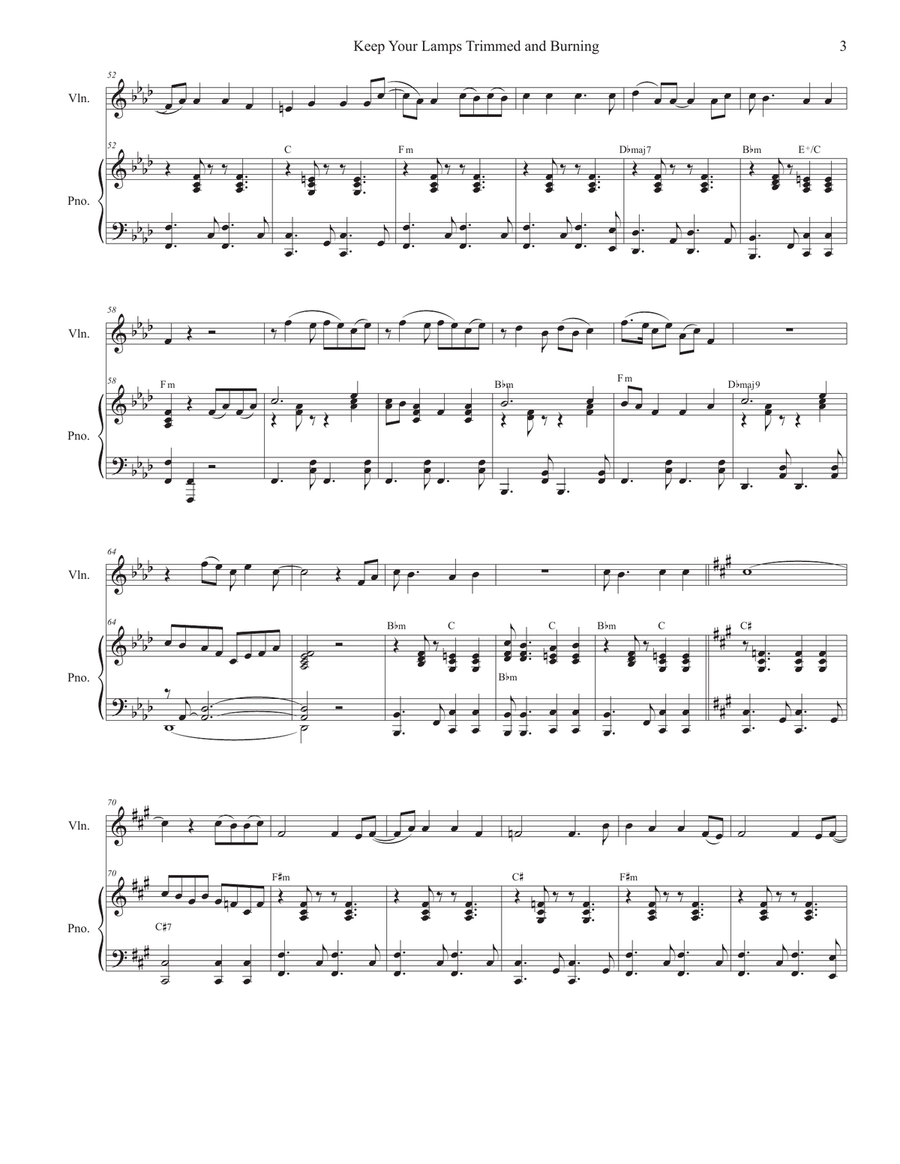 Keep Your Lamps Trimmed And Burning (Violin solo and Piano) Violin Solo scores gallery preview page 3