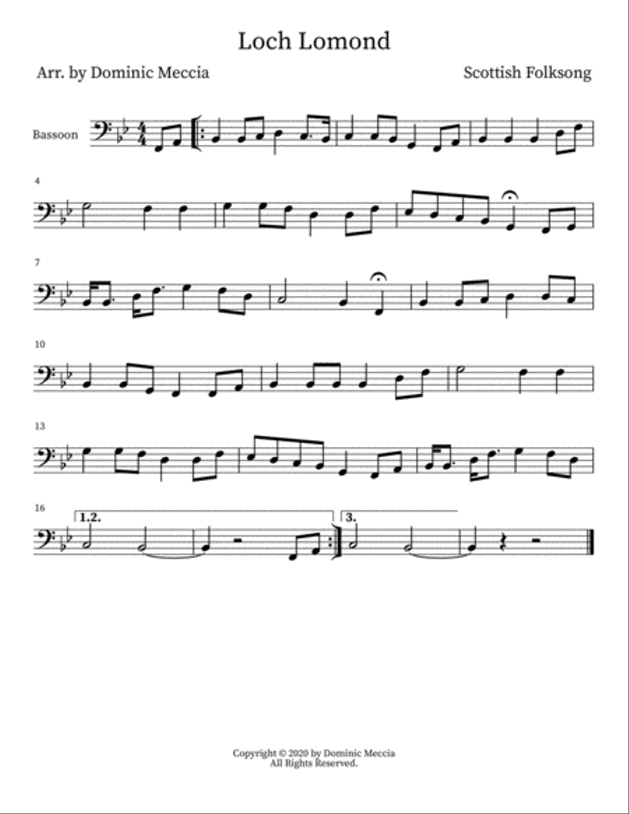 Loch Lomond Bassoon Solo scores gallery preview page 1