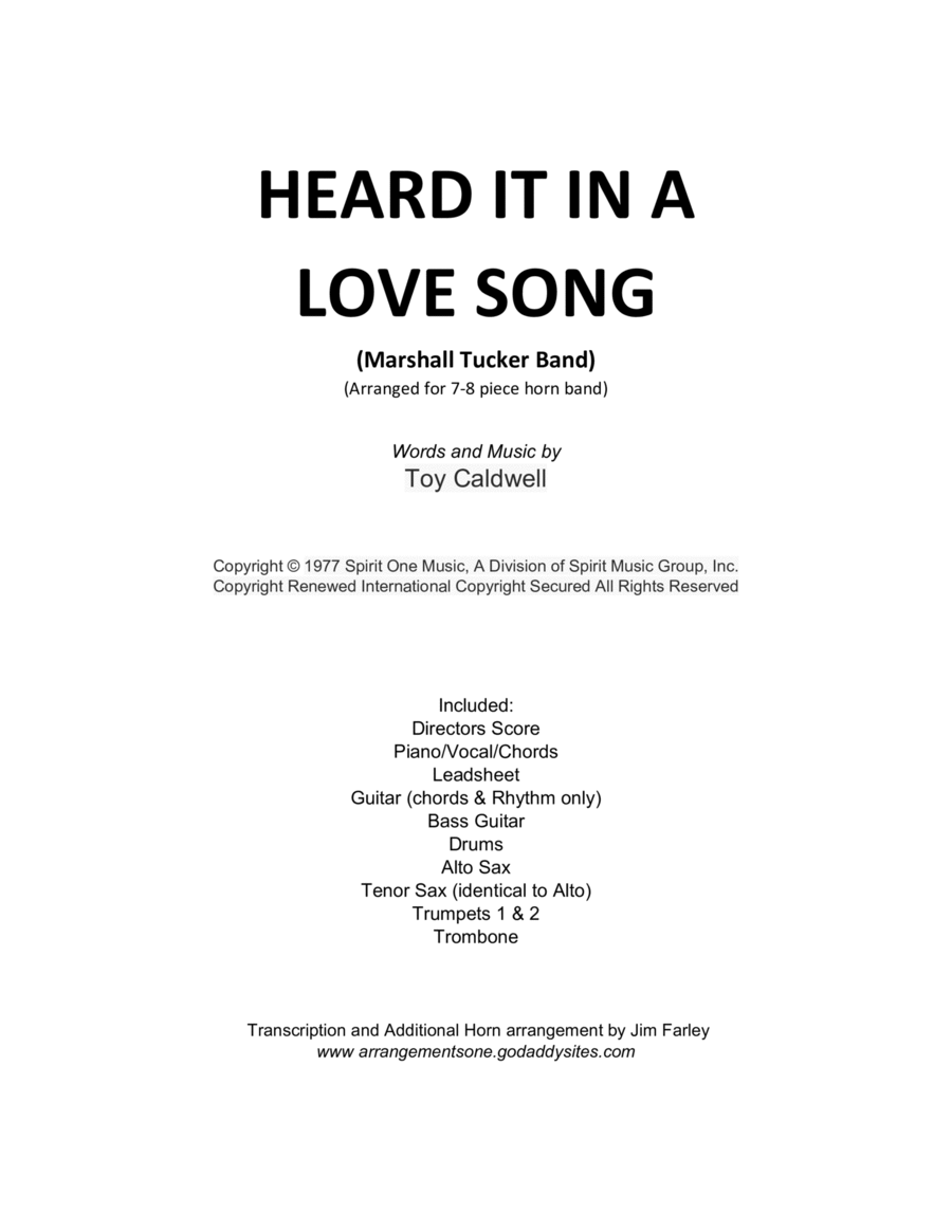 Heard It In A Love Song Tenor Saxophone scores gallery preview page 1