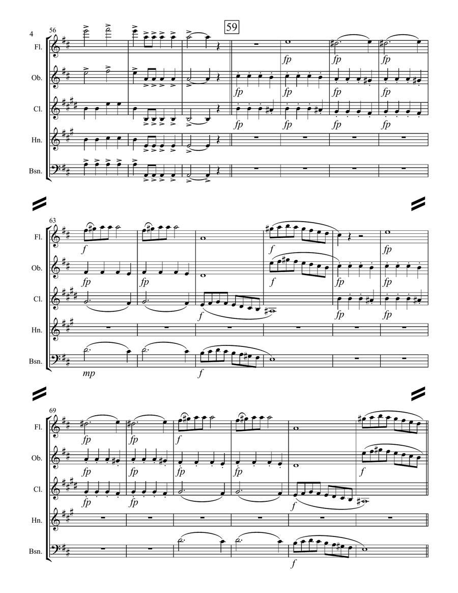 The Marriage of Figaro - Overture (fWoodwind Quintet) Woodwind Quintet scores gallery preview page 5