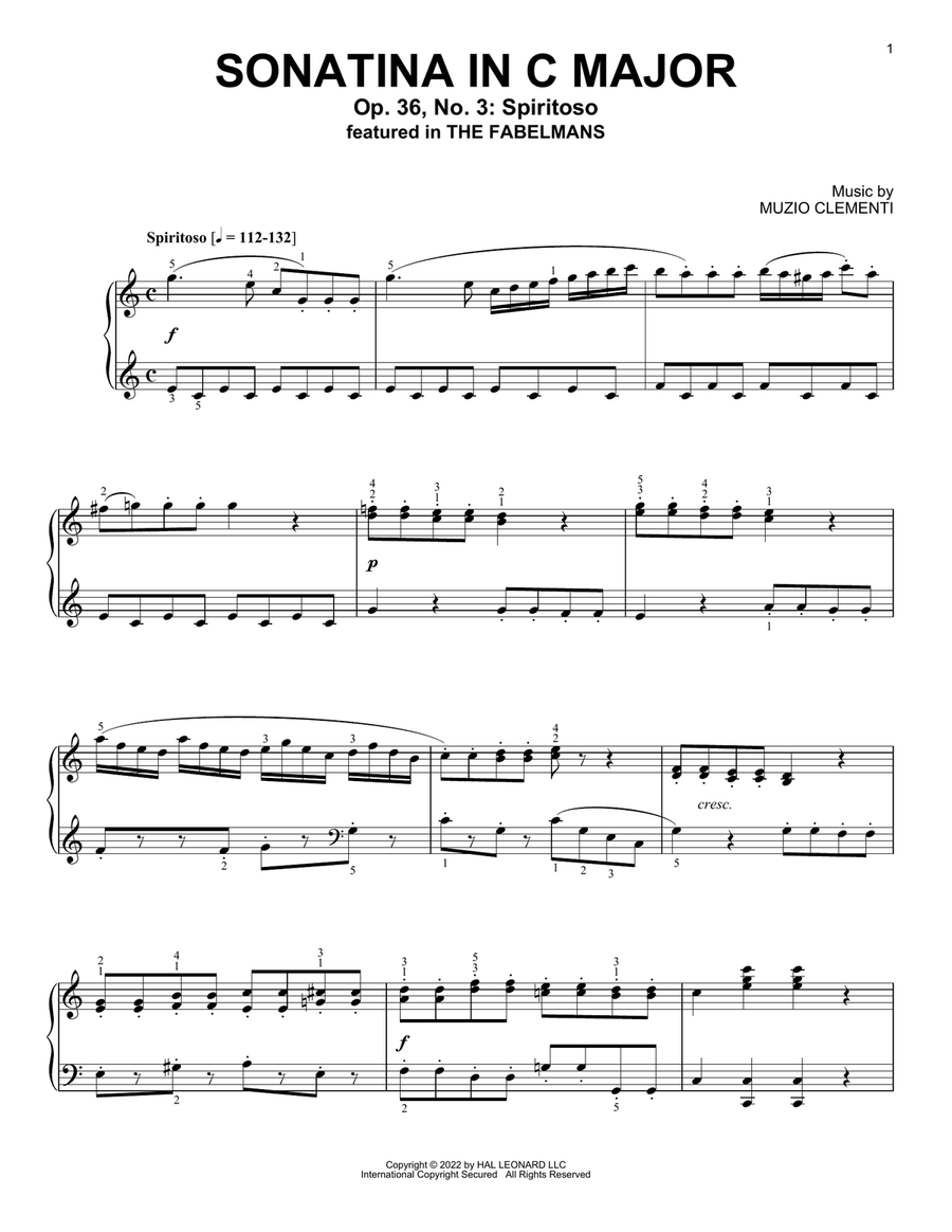 Sonatina In C Major (Op. 36, No. 3: Spiritoso) Piano Solo scores gallery preview page 1