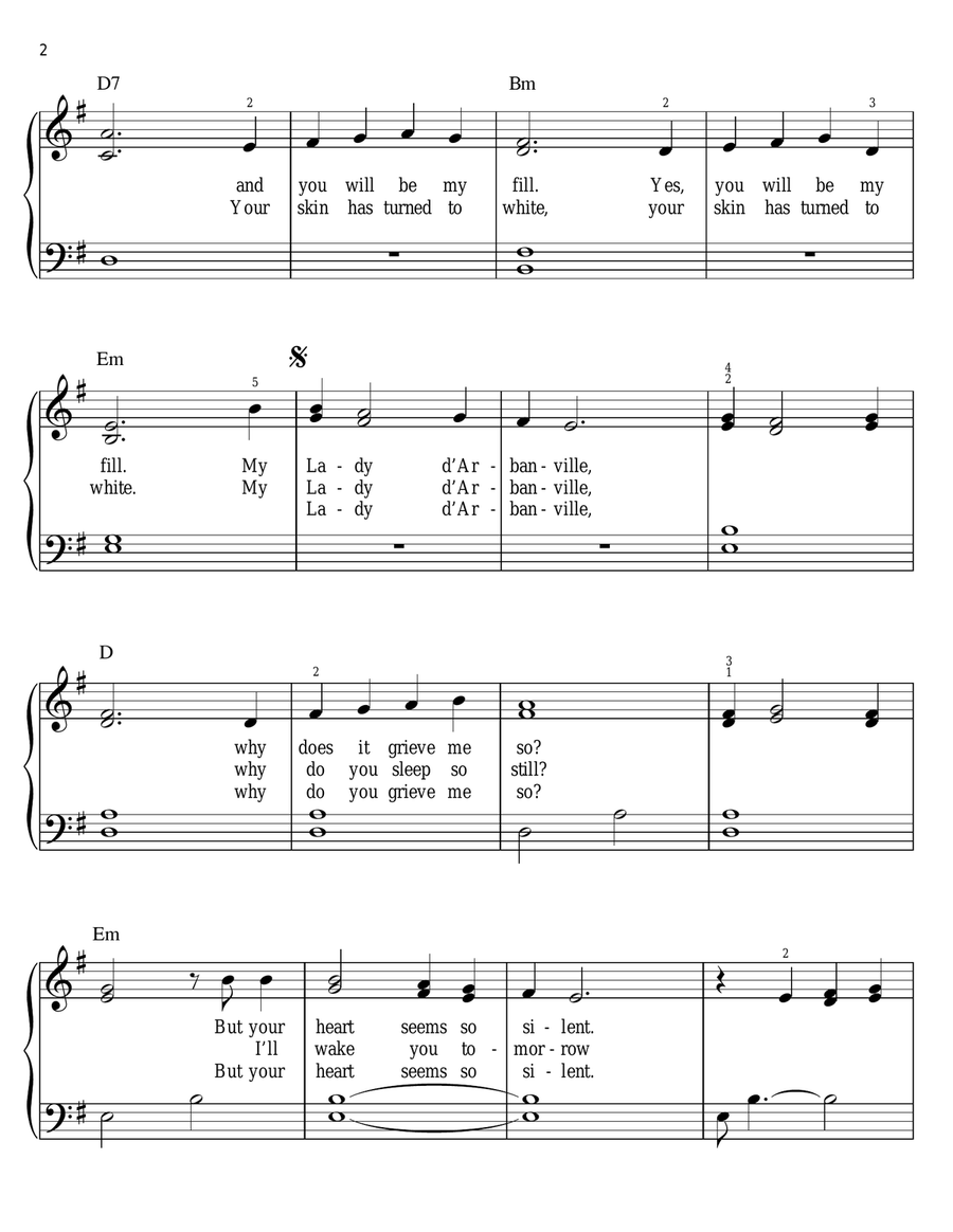 Lady D'Arbanville Lady D'Arbanville Easy Piano scores gallery preview page 2
