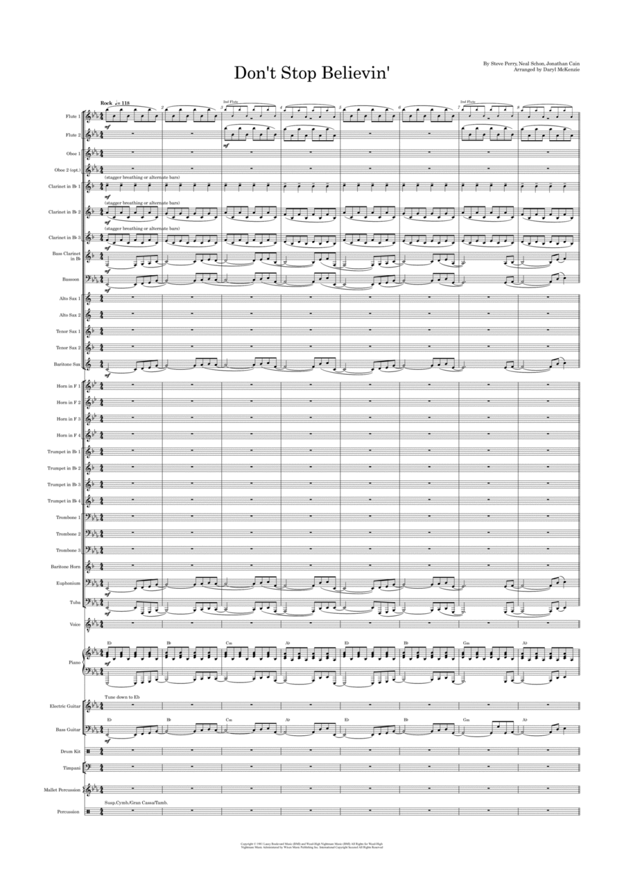 Don't Stop Believin' Concert Band scores gallery preview page 1