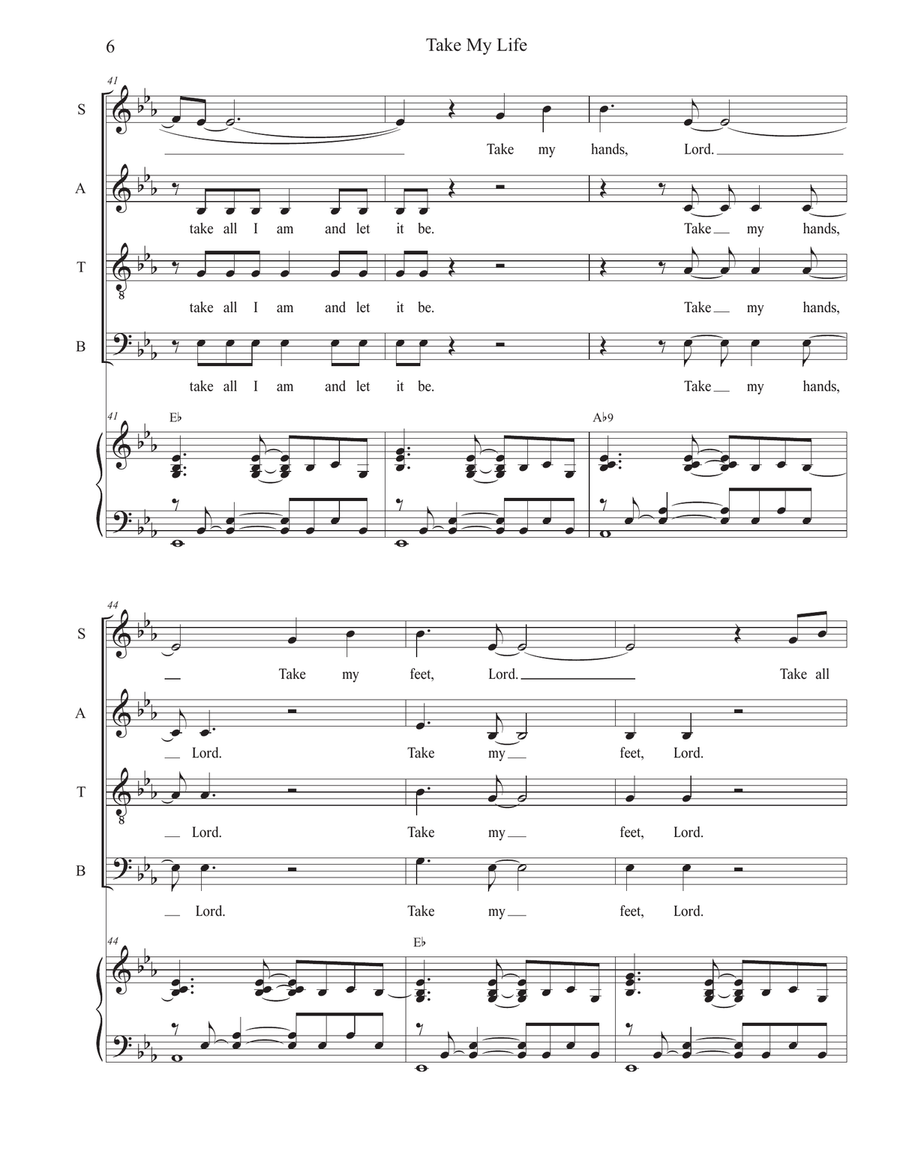 Take My Life (SATB) 4-Part scores gallery preview page 6