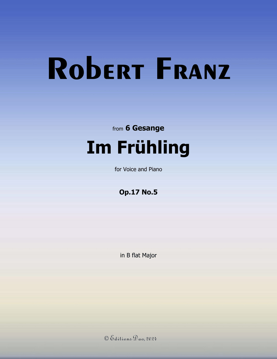 Im Fruhling, by Robert Franz, in B flat Major Voice scores gallery preview page 1