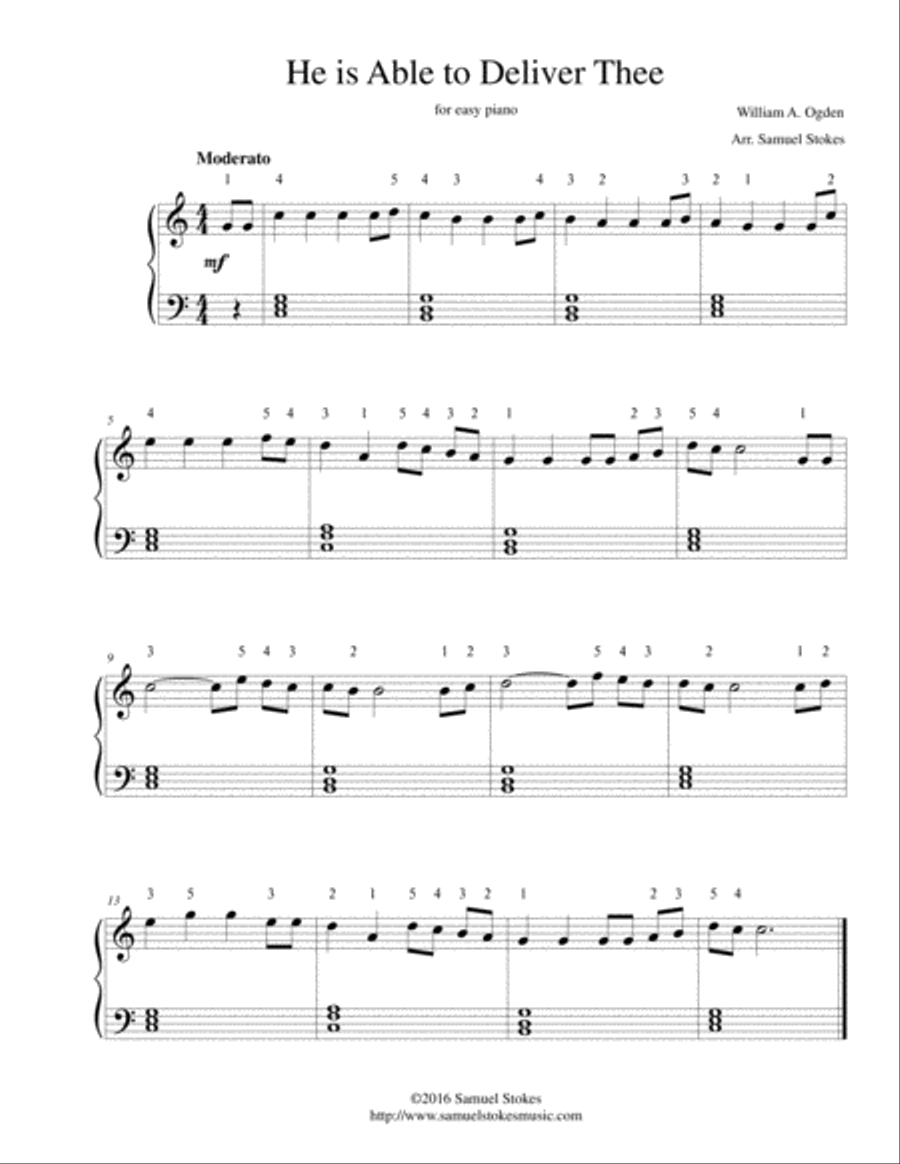 He is Able to Deliver Thee - for easy piano Easy Piano scores gallery preview page 1