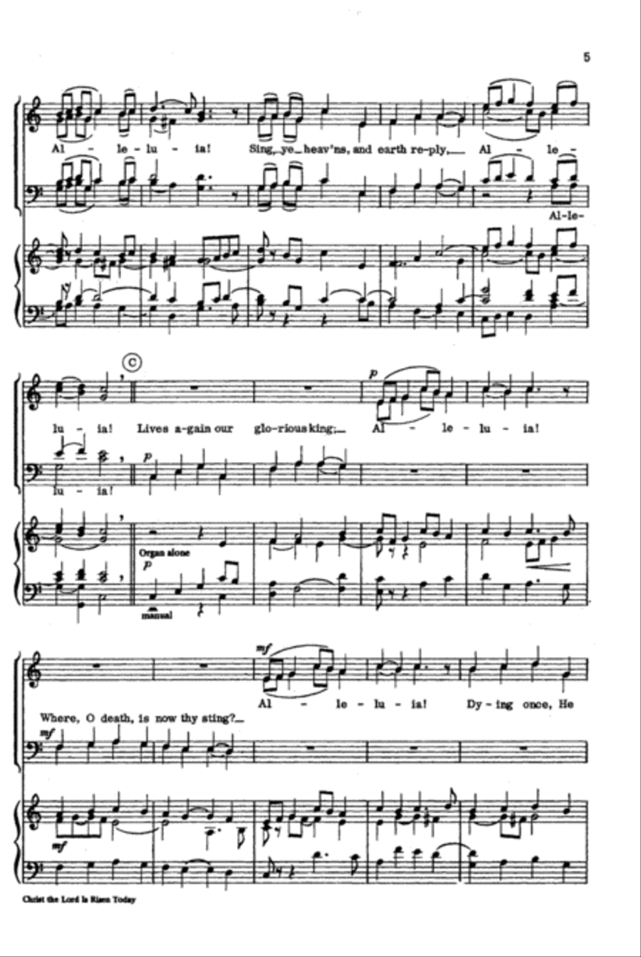Christ the Lord Is Risen Today 4-Part scores gallery preview page 6