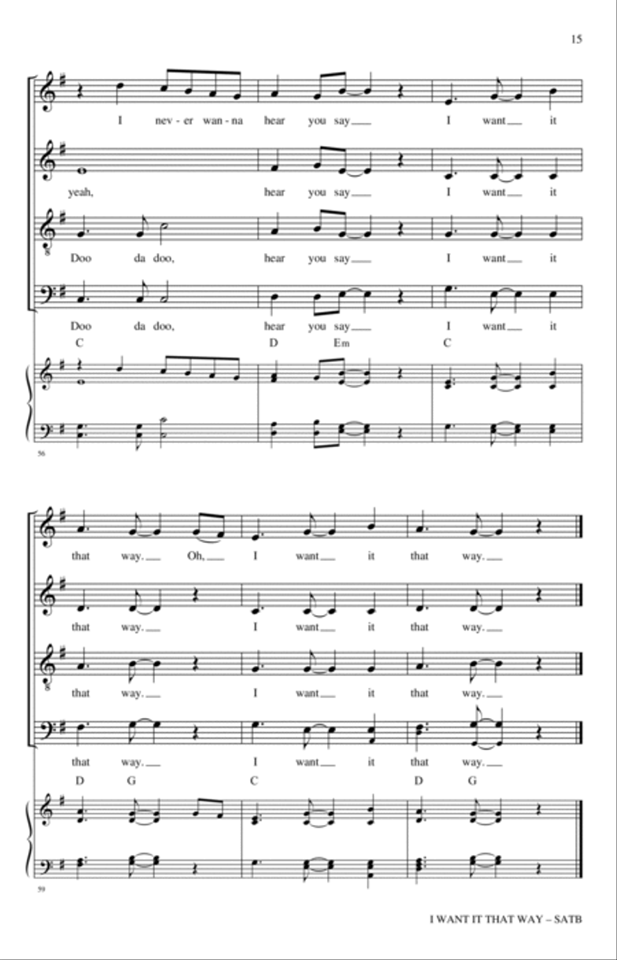 I Want It That Way (arr. Nathan Howe) 4-Part scores gallery preview page 13