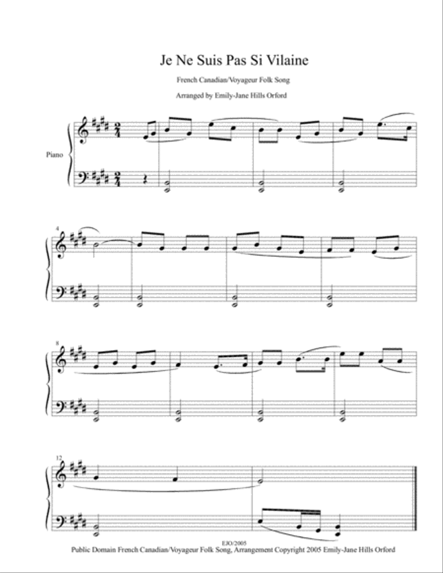 Je Ne Suis Pas Si Vilaine Easy Piano scores gallery preview page 1