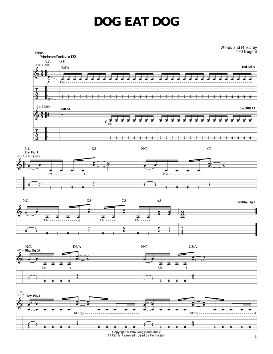 Dog Eat Dog Dog Eat Dog Electric Guitar scores gallery preview page 1