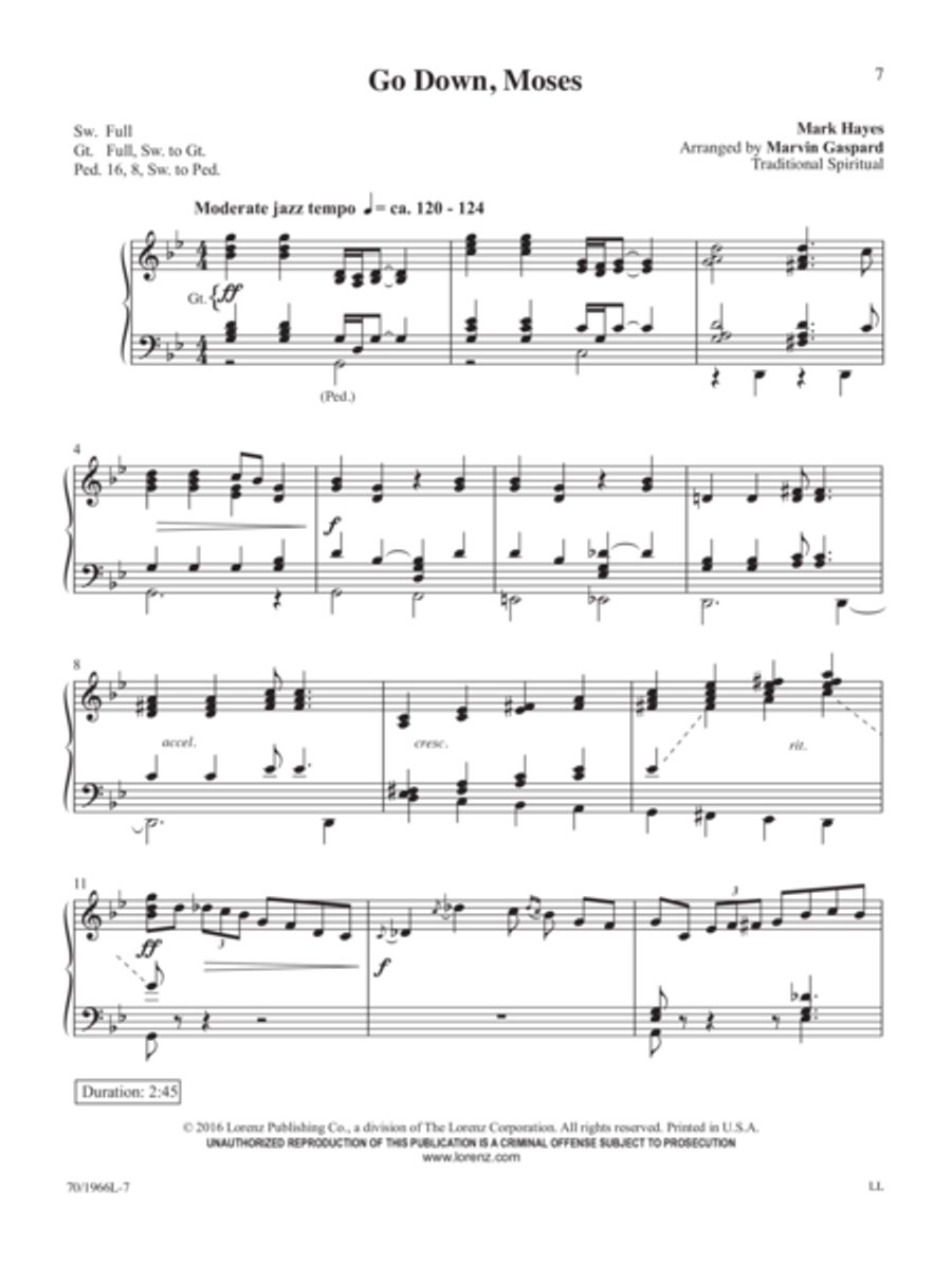 Mark Hayes: Spirituals for Organ Organ Solo scores gallery preview page 4