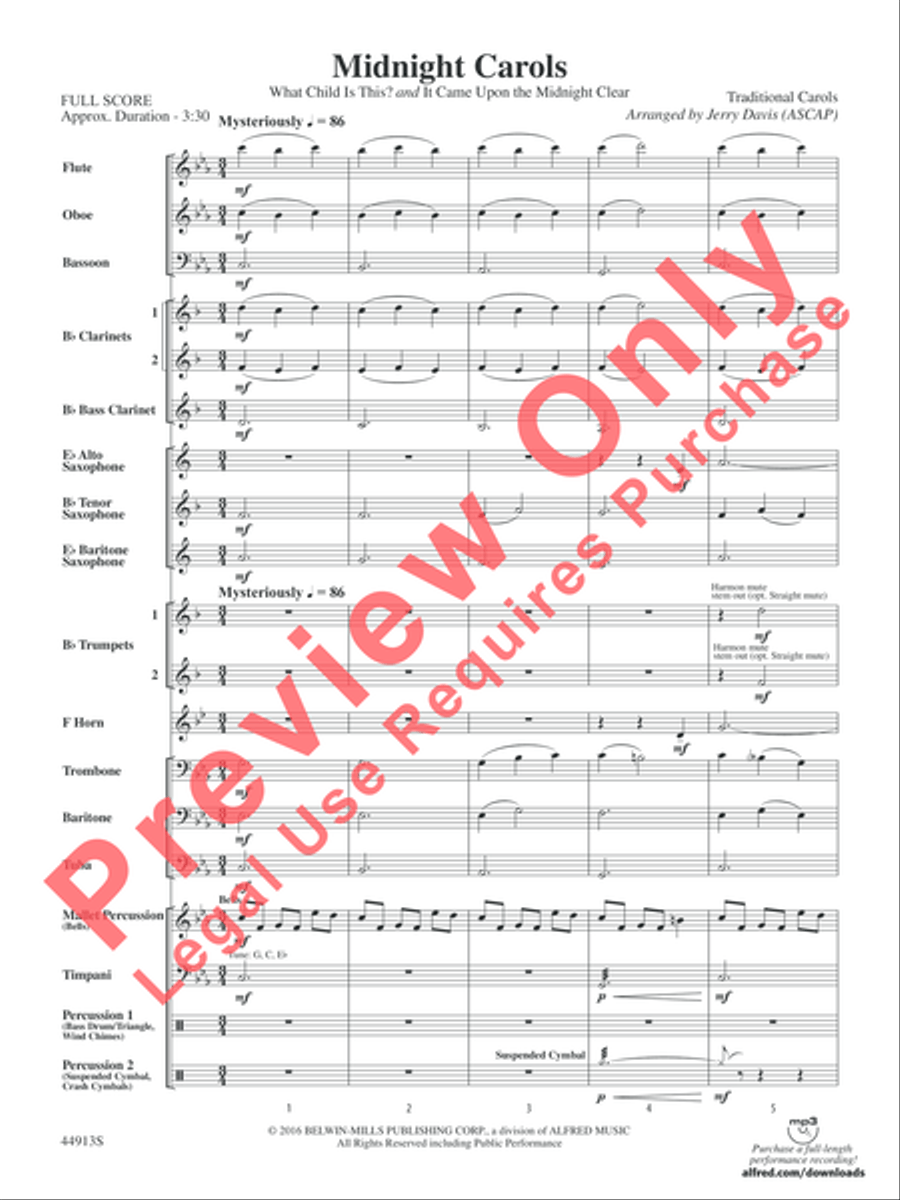 Midnight Carols Concert Band scores gallery preview page 3