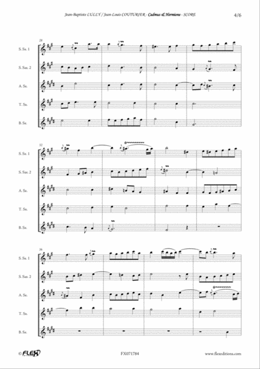 Cadmus and Hermione Overture Saxophone Quintet scores gallery preview page 4