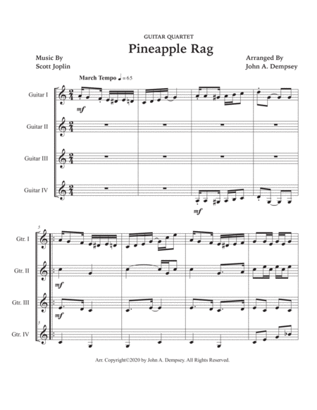 Pineapple Rag (Guitar Quartet) image number null