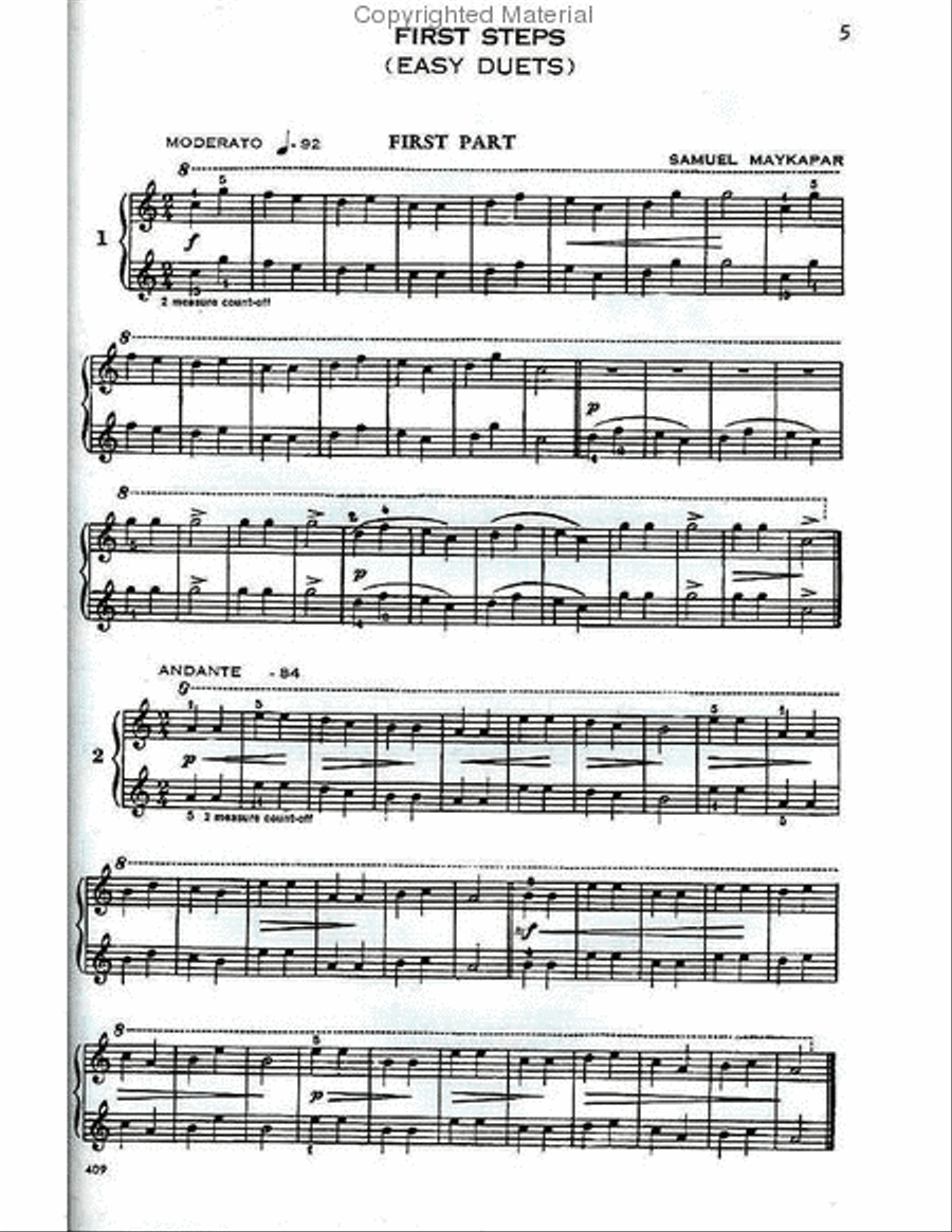 Samuel Maykapar - First Steps, Op. 29 1 Piano, 4-Hands scores gallery preview page 2