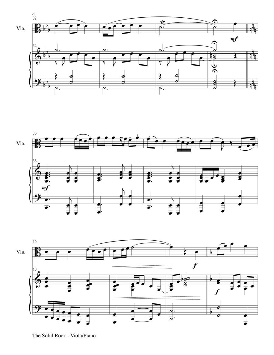 THE SOLID ROCK (Viola/Piano and Viola Part) Viola scores gallery preview page 4