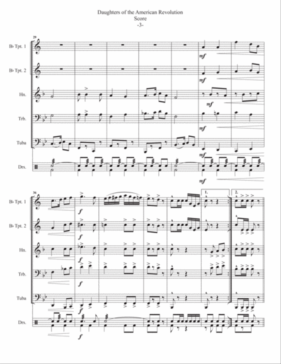 Daughters of The American Revolution for Brass Quintet Brass Quintet scores gallery preview page 5
