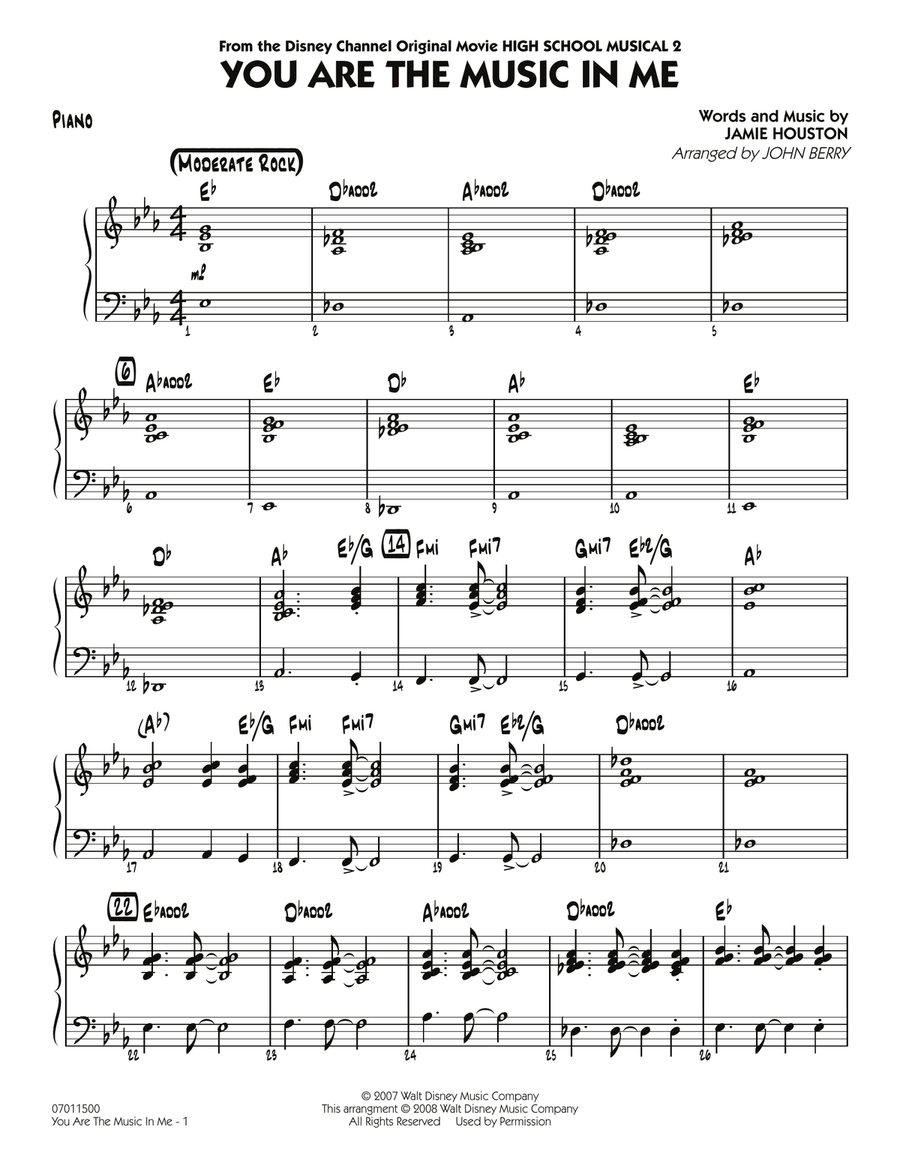 You Are The Music In Me (from High School Musical 2) - Piano Jazz Ensemble scores gallery preview page 1