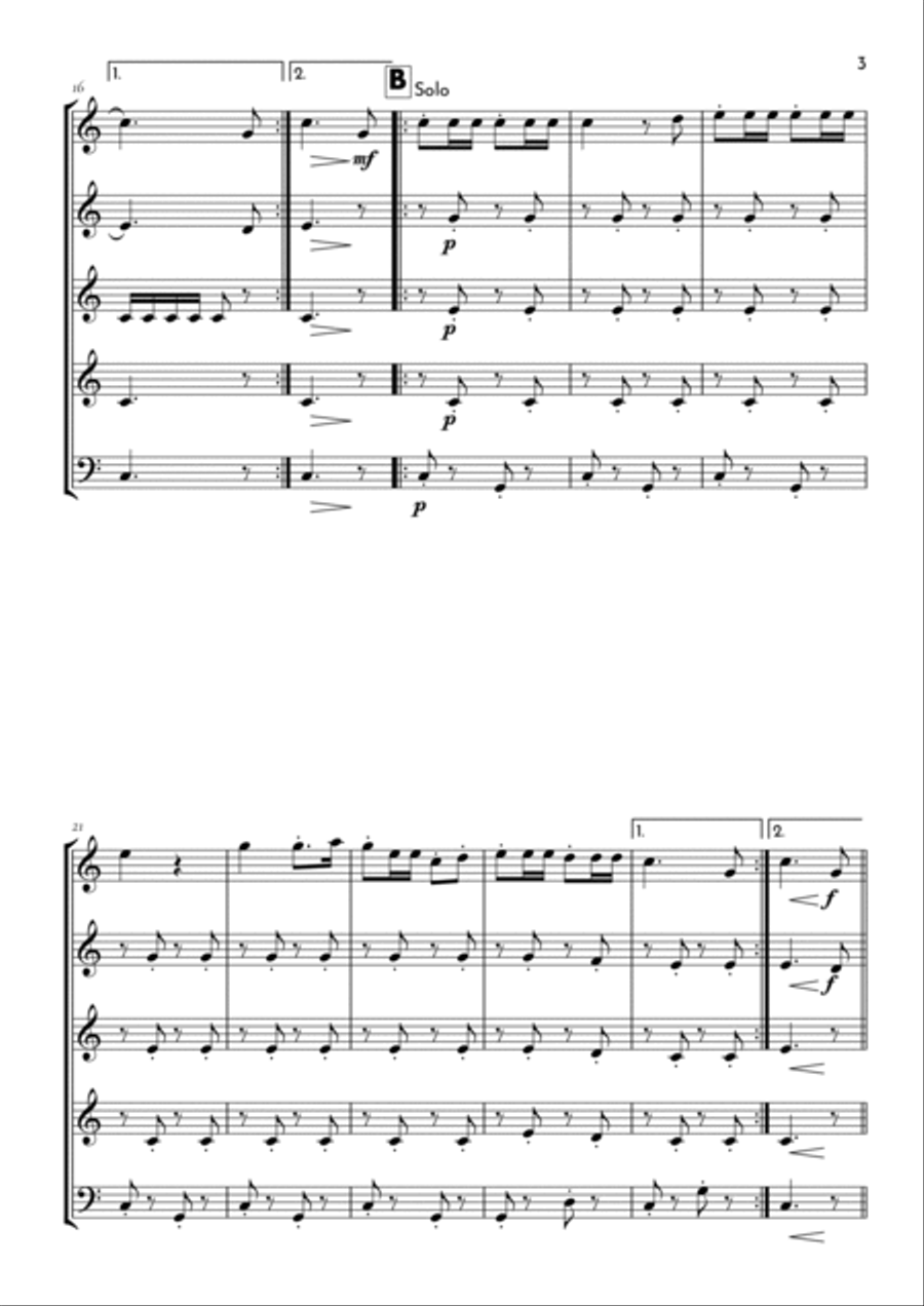 A-Hunting We Will Go Woodwind Quintet scores gallery preview page 3