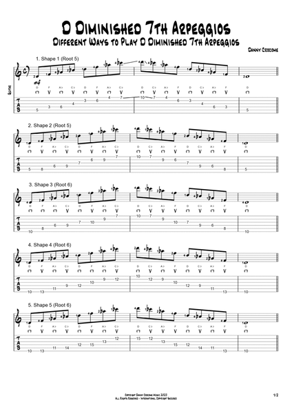 D Diminished 7th Arpeggios (5 Ways to Play) image number null