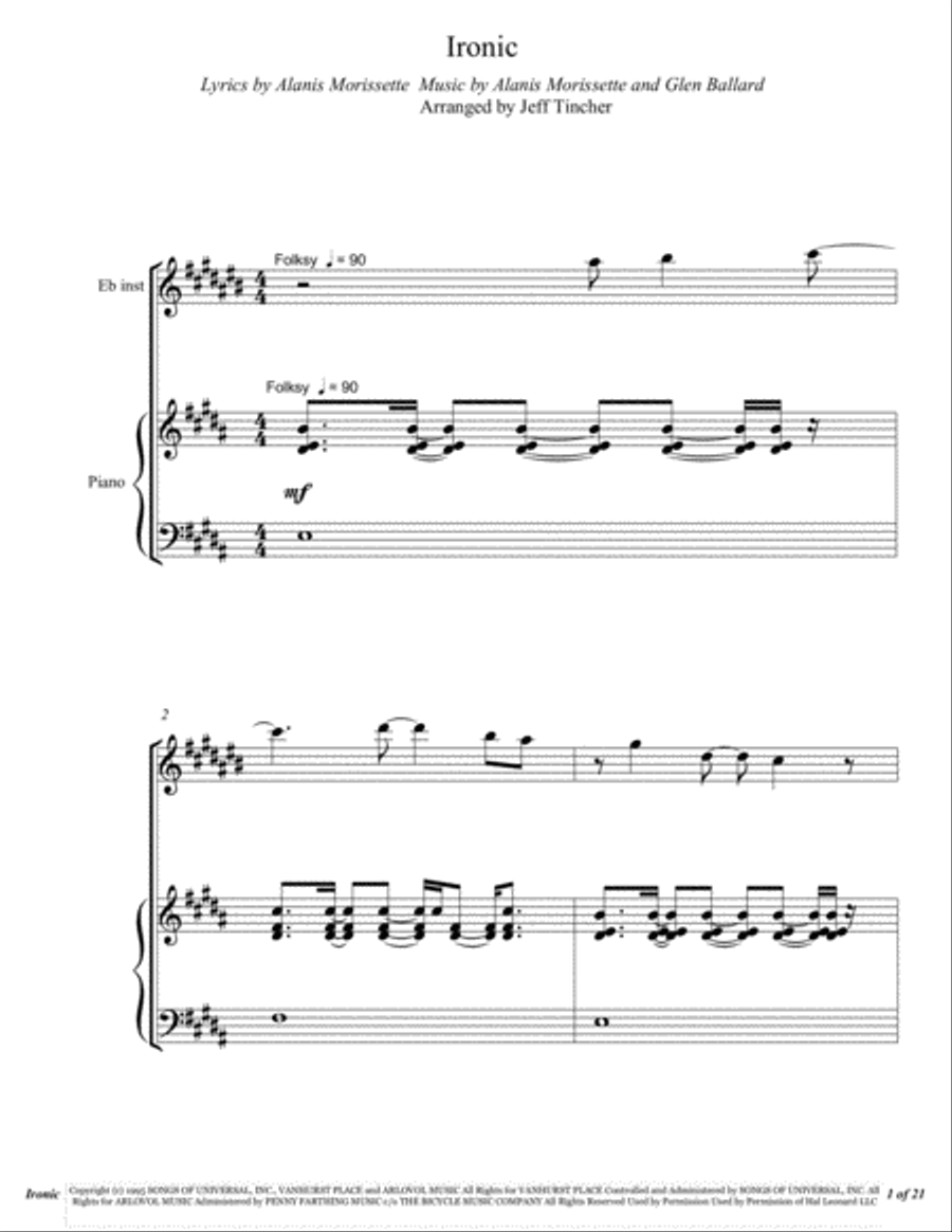 Ironic Alto Saxophone scores gallery preview page 2