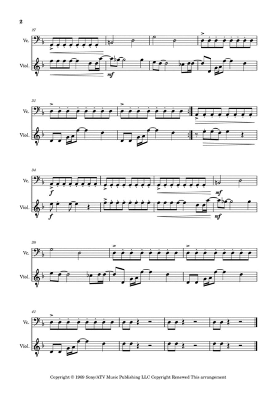 Come Together String Duet scores gallery preview page 2