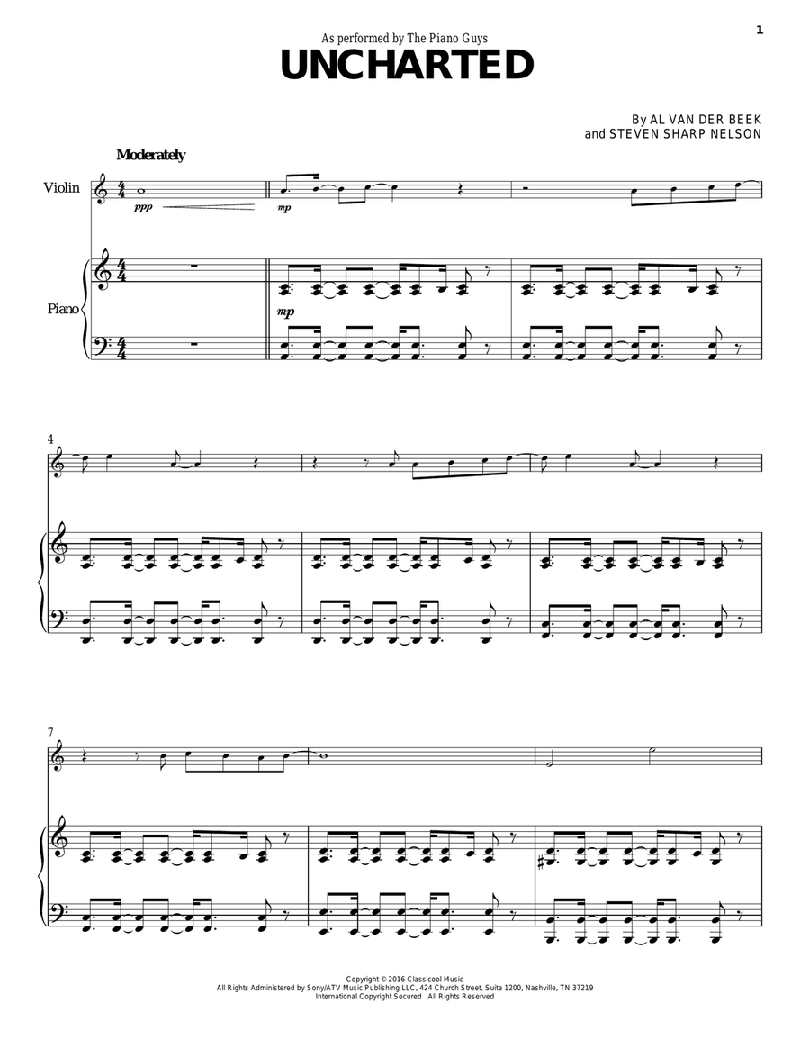 Uncharted Violin Solo scores gallery preview page 1