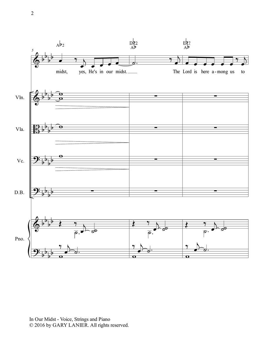 Gary Lanier: IN OUR MIDST (Worship - For Voice, String Orchestra and Piano with Parts) String Orchestra scores gallery preview page 3