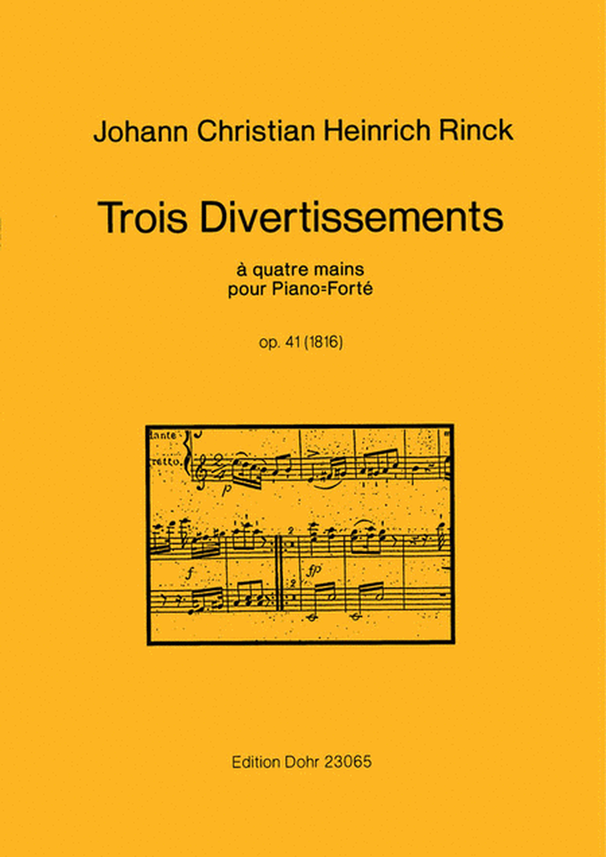 Trois Divertissements op. 41 (1816) -à quatre Mains d'une difficulté progressive pour Piano-Forte-