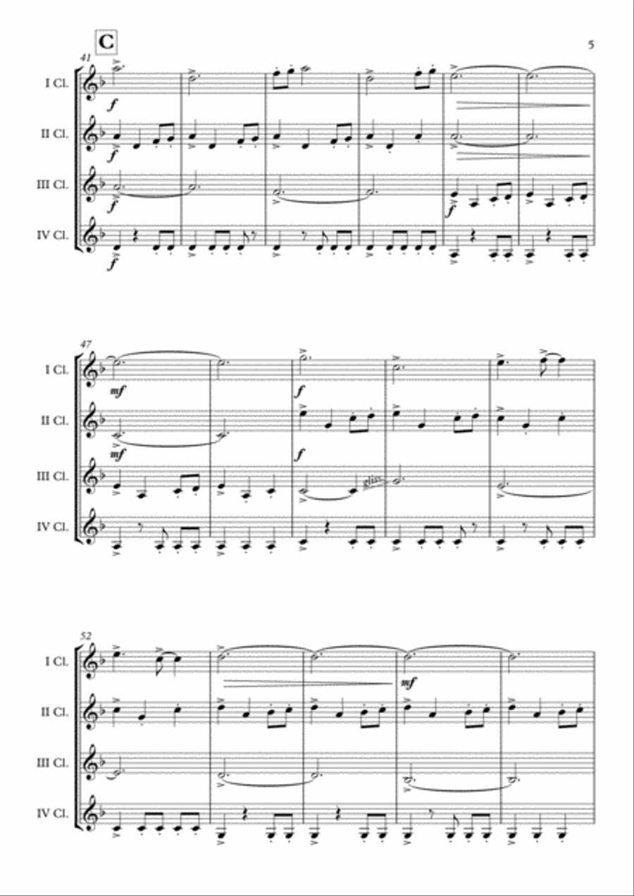 Game Of Thrones Clarinet Quartet scores gallery preview page 6