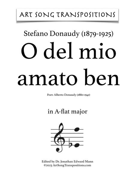 DONAUDY: O del mio amato ben (transposed to A-flat major and G major)