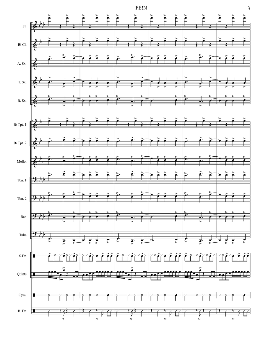 Fe!n (Feat. Playboi Carti) Marching Band scores gallery preview page 3