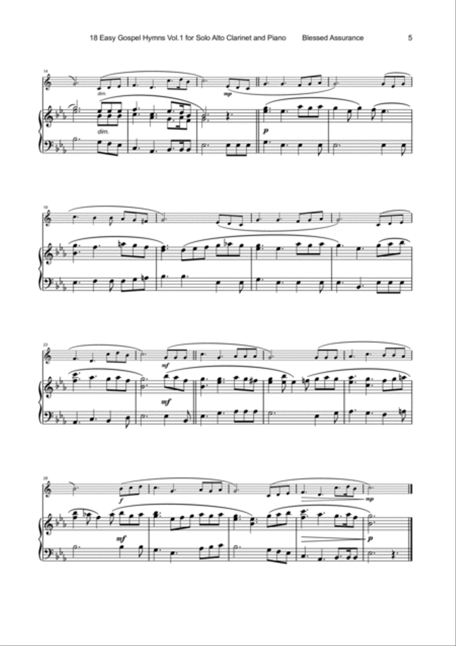 18 Gospel Hymns Vol.1 for Solo Alto Clarinet and Piano E-Flat Clarinet scores gallery preview page 6