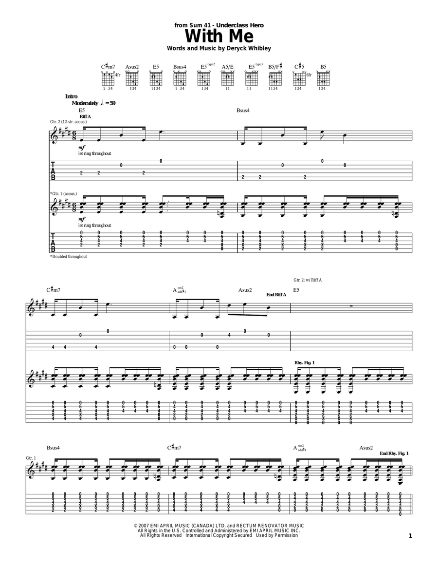 With Me Acoustic Guitar scores gallery preview page 1