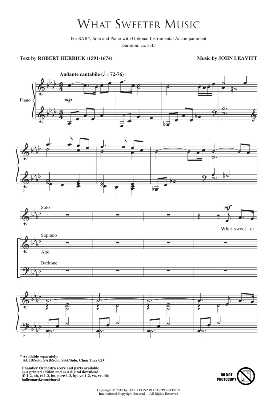 What Sweeter Music What Sweeter Music 3-Part scores gallery preview page 1
