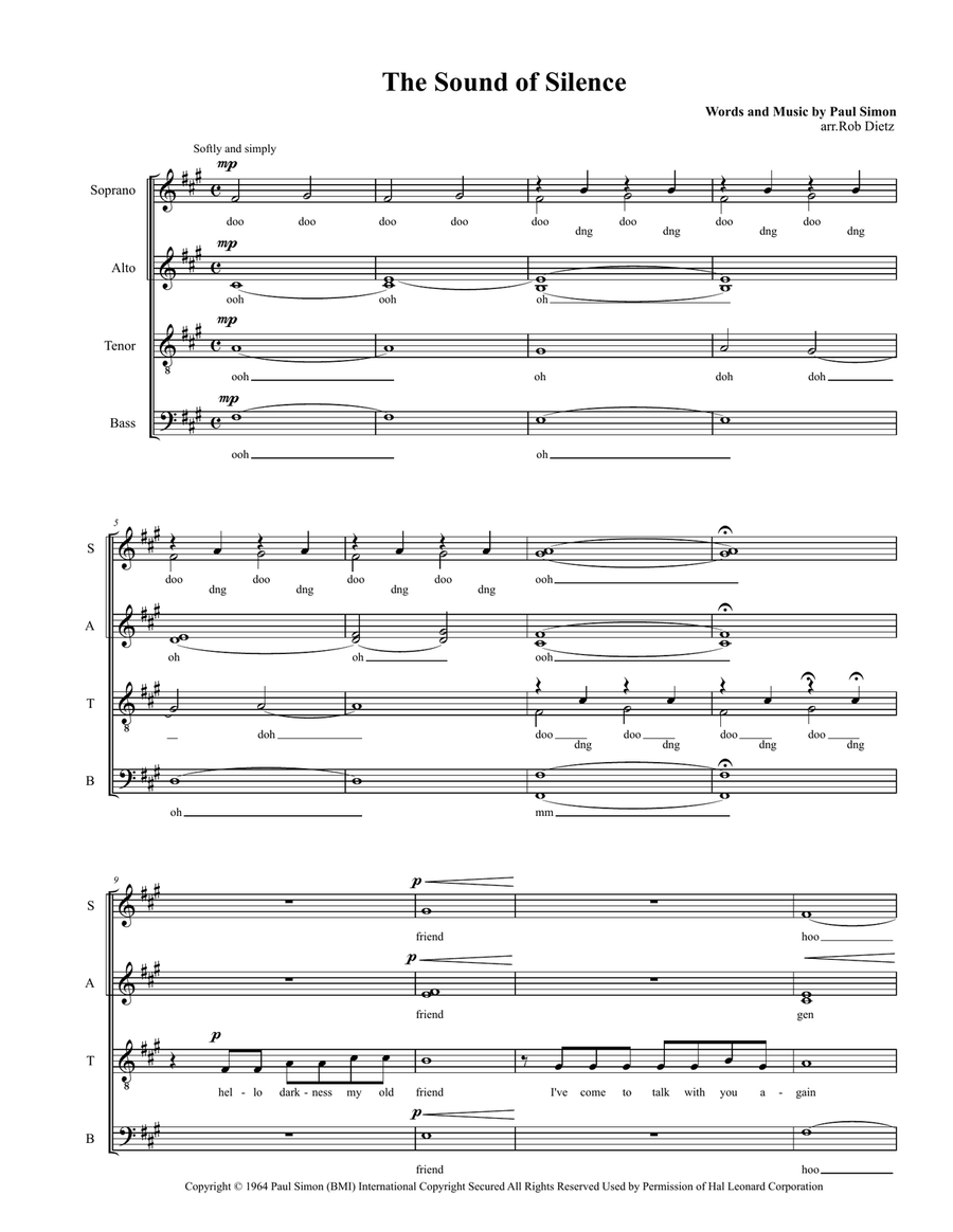 The Sound Of Silence Divisi scores gallery preview page 1