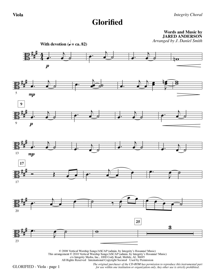 Glorified - Viola Glorified - Viola Choir scores gallery preview page 1