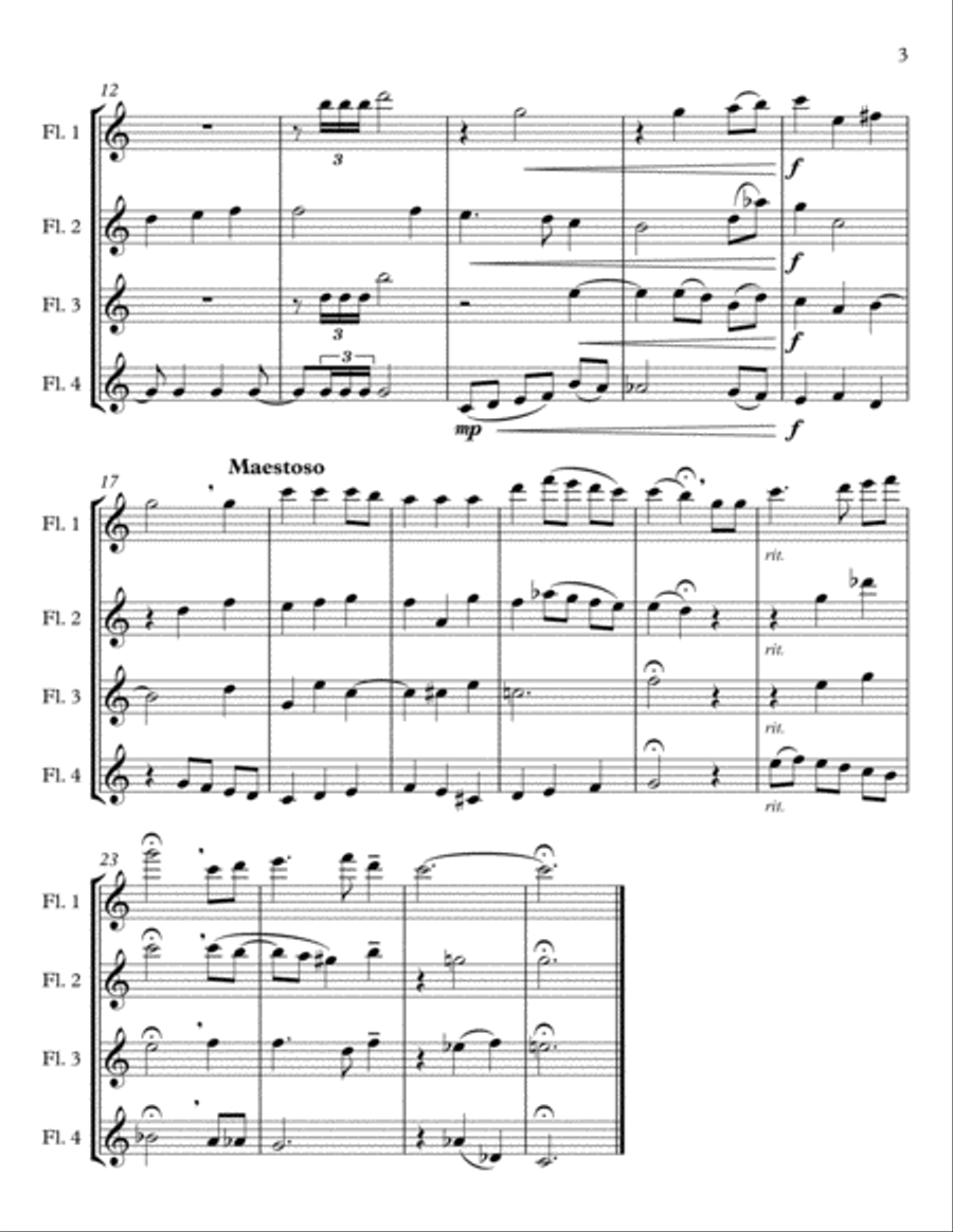The Star-Spangled Banner for Flute Quartet or Choir Choir scores gallery preview page 3
