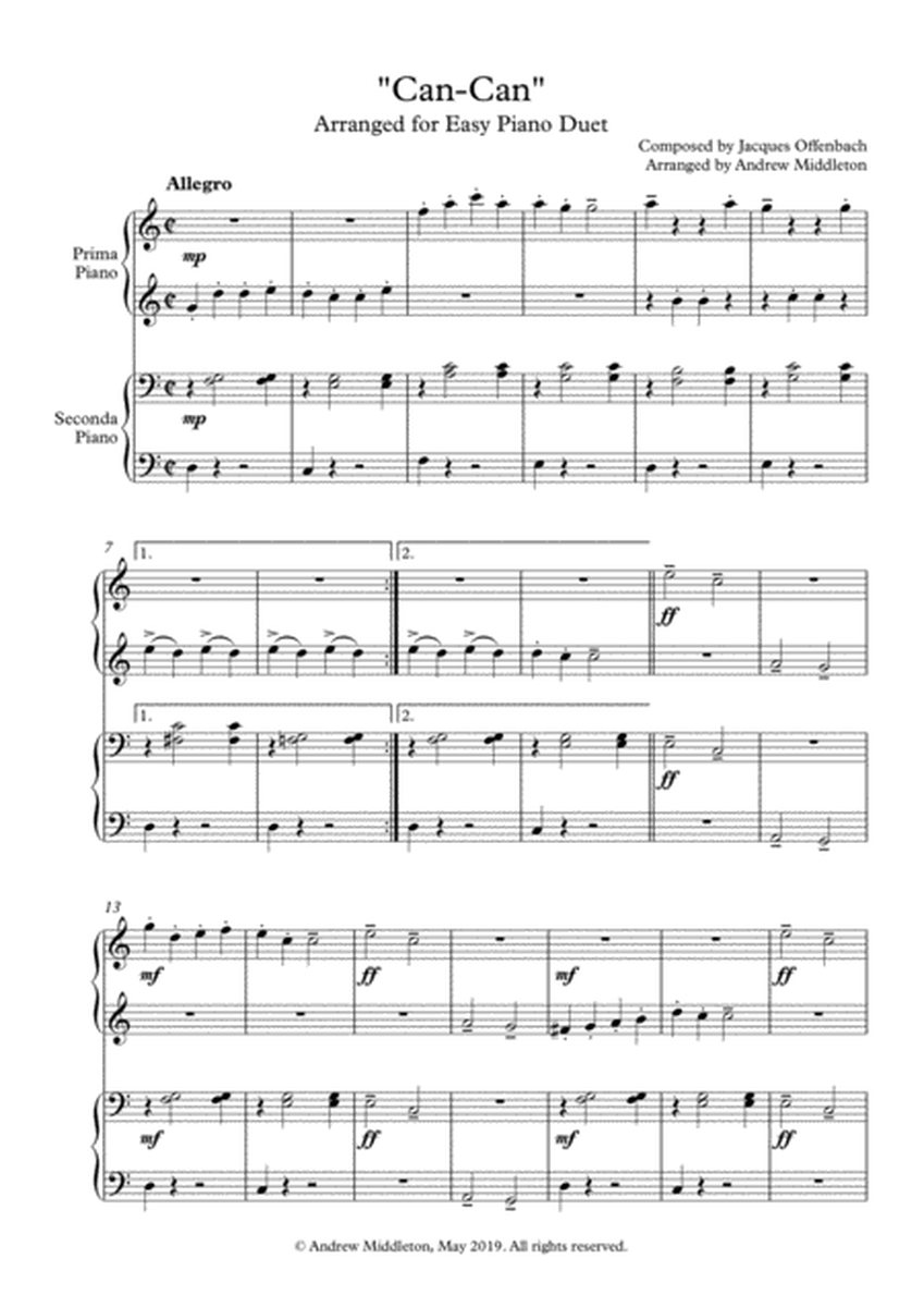 Can-Can arranged for Easy Piano Duet image number null