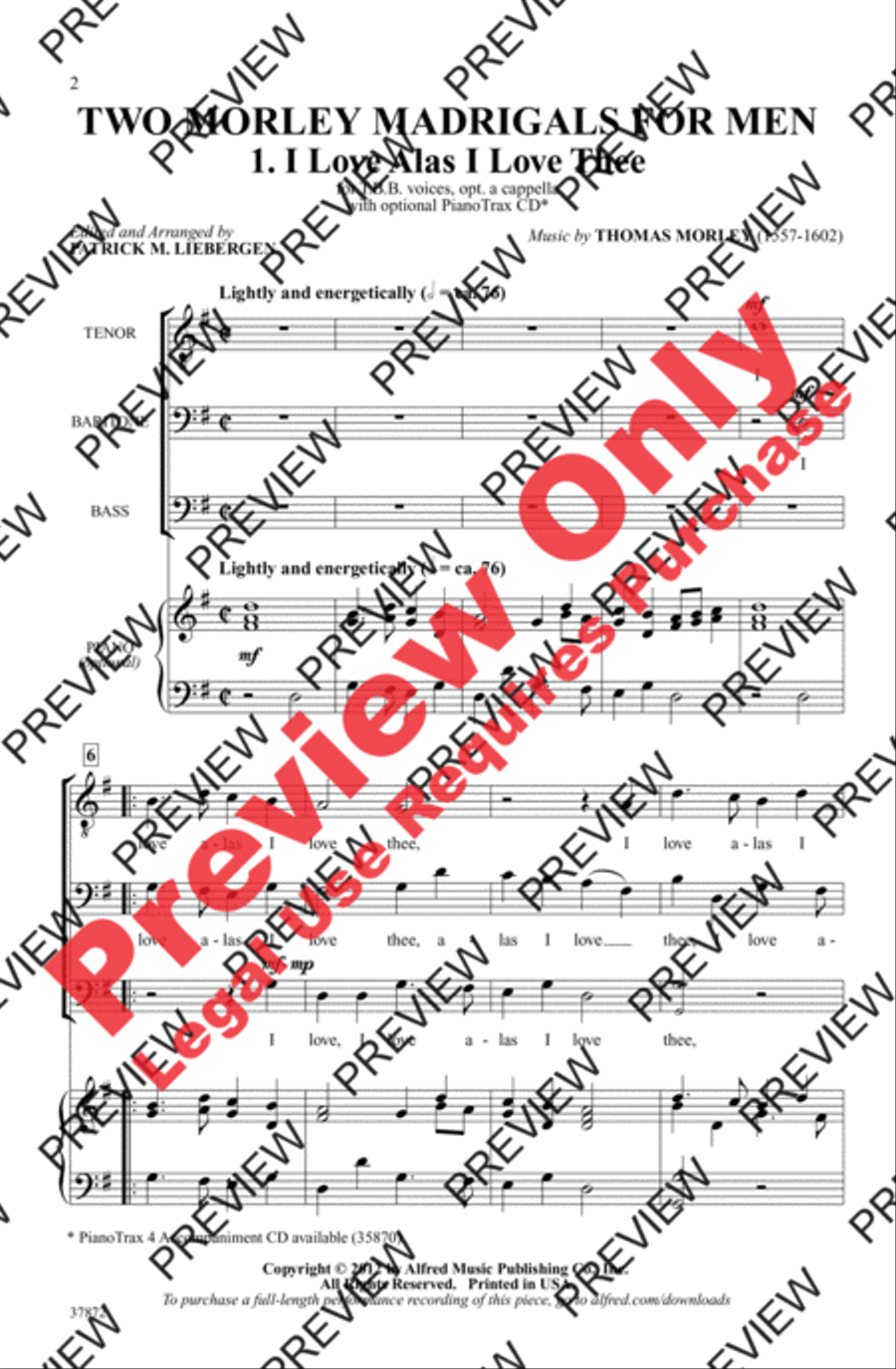 Two Morley Madrigals for Men Men's Choir scores gallery preview page 2