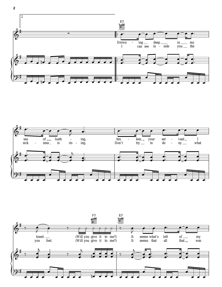 Down With The Sickness Piano, Vocal, Guitar scores gallery preview page 2