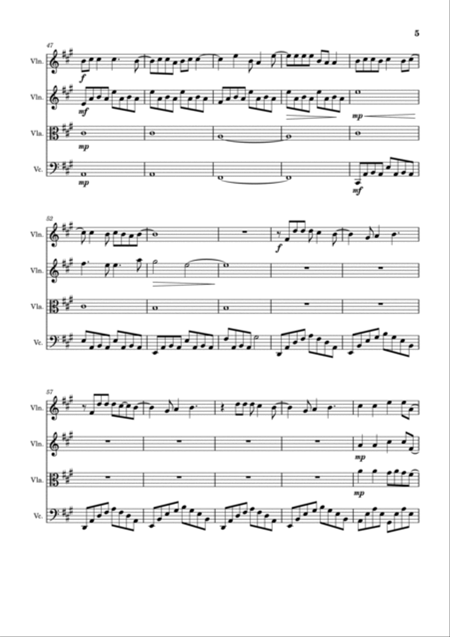 Night Changes String Quartet scores gallery preview page 5