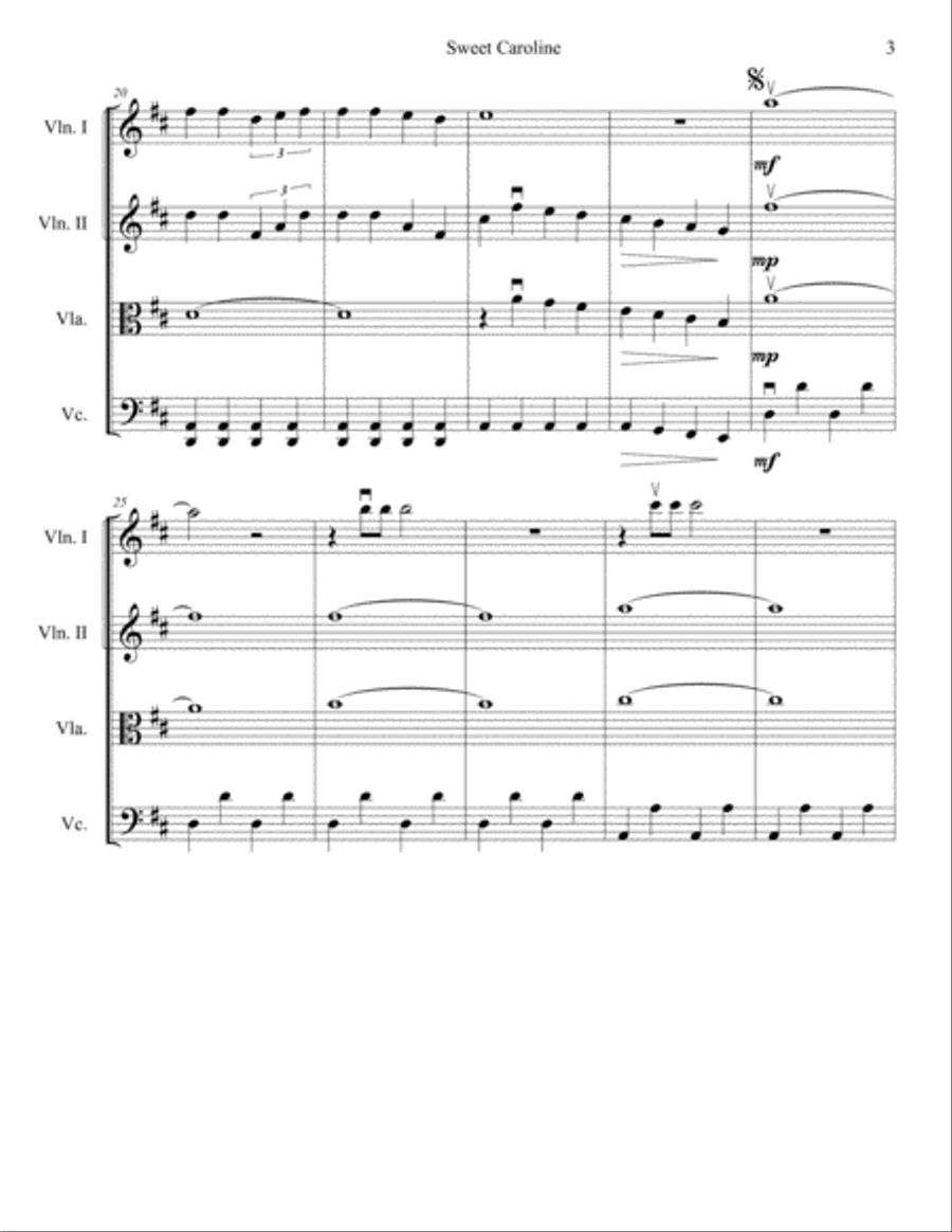 Sweet Caroline String Orchestra scores gallery preview page 4