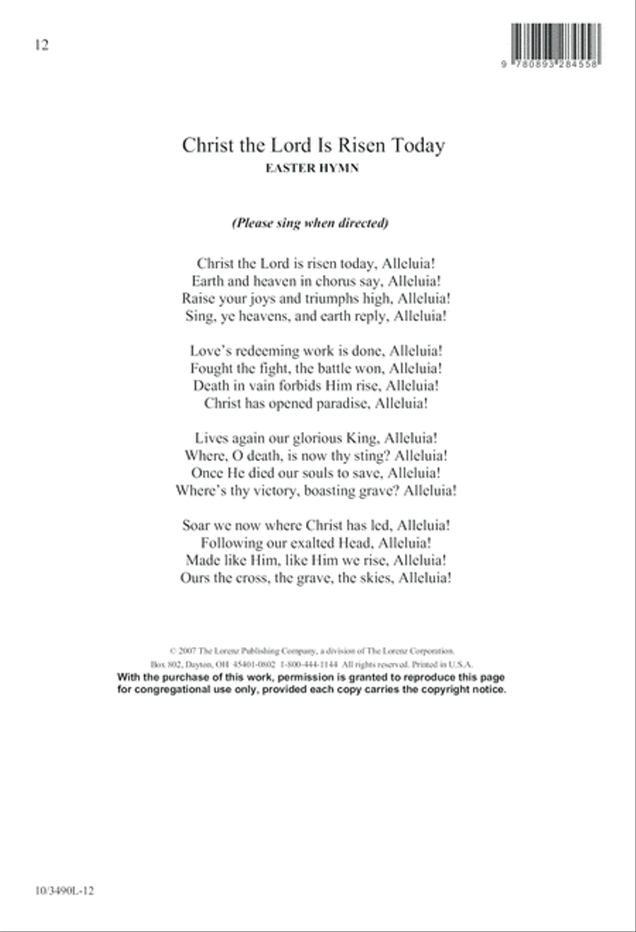 Christ the Lord is Risen Today 4-Part scores gallery preview page 12