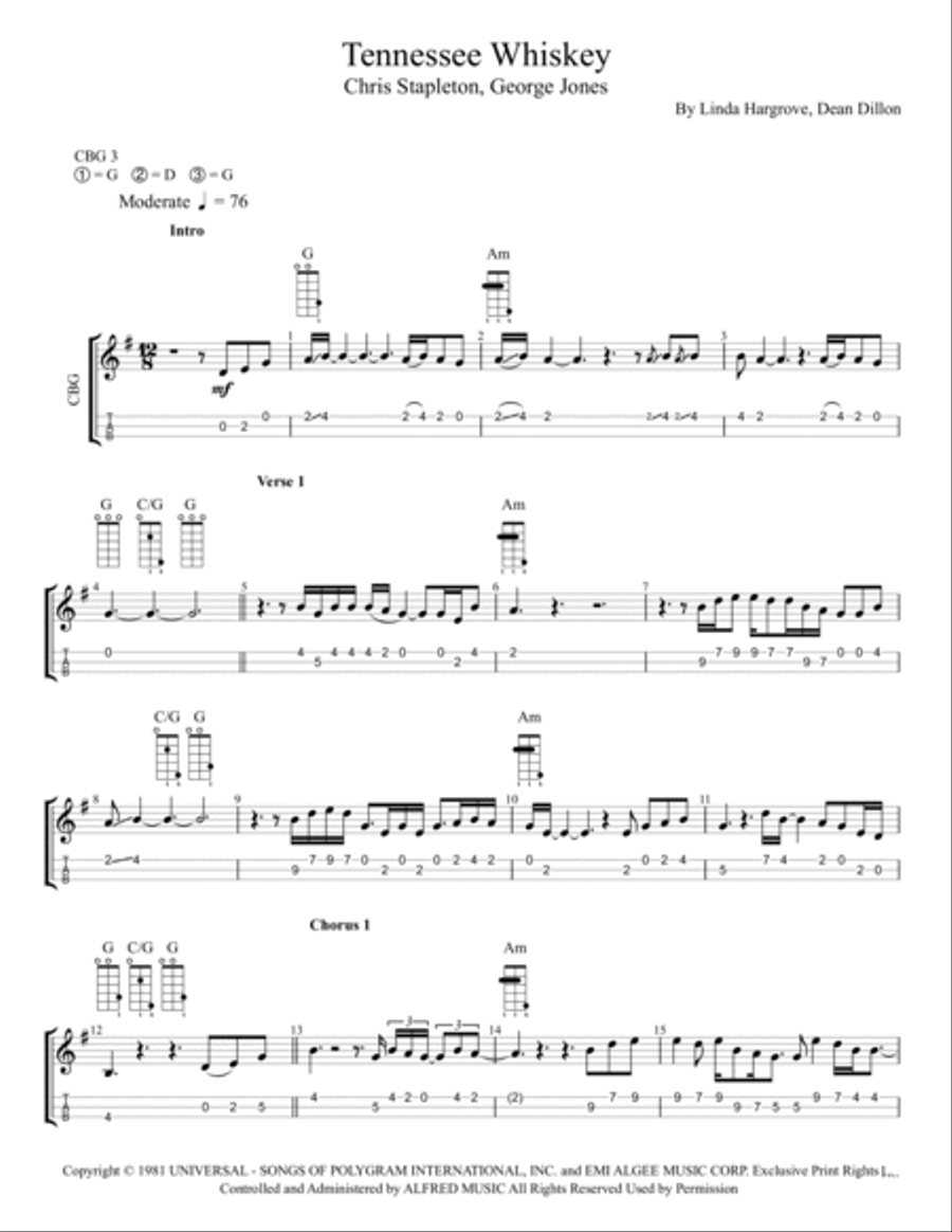 Tennessee Whiskey Guitar Tablature scores gallery preview page 2