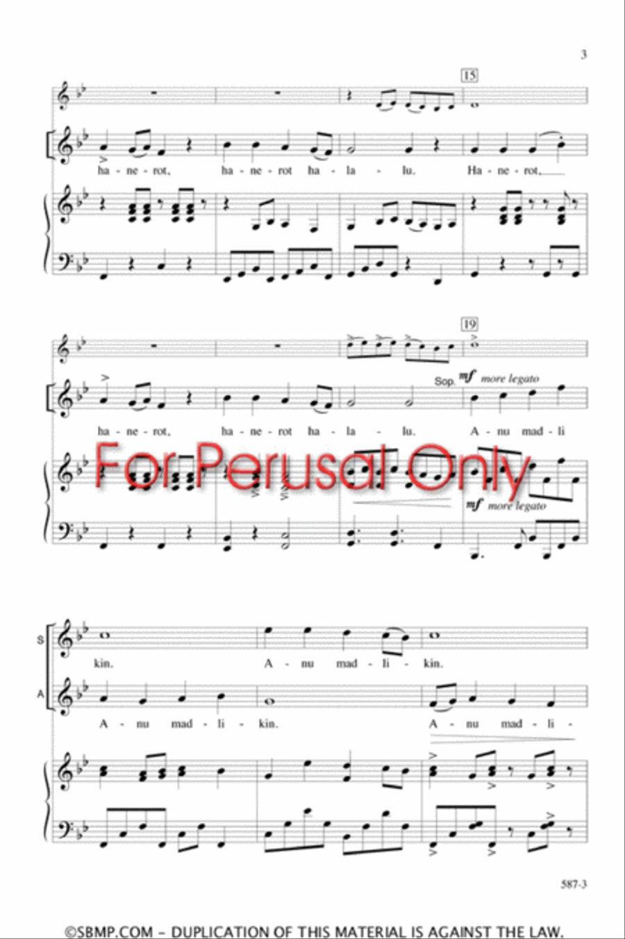 Hanerot Halalu - SSA Octavo SSA scores gallery preview page 3
