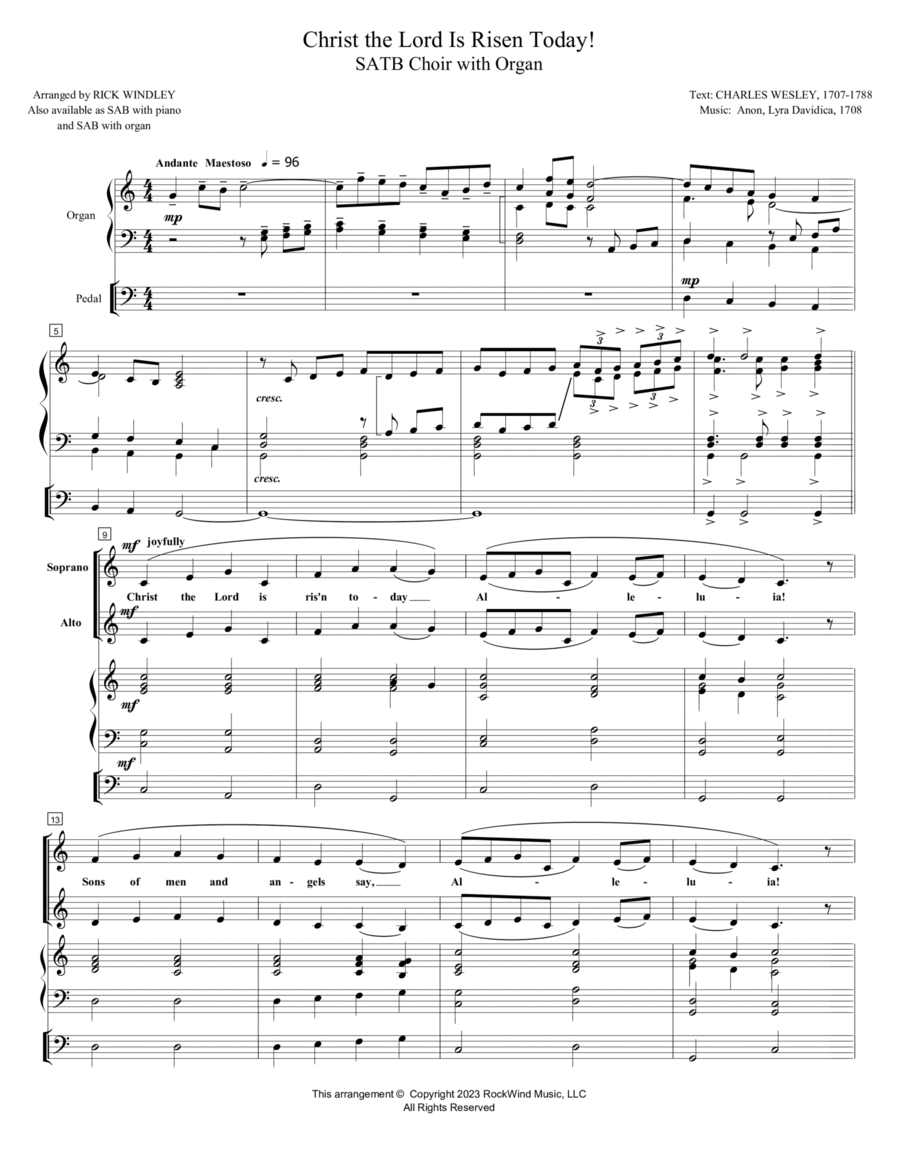 Christ the Lord is Risen Today! with Organ Accomp. 4-Part scores gallery preview page 1
