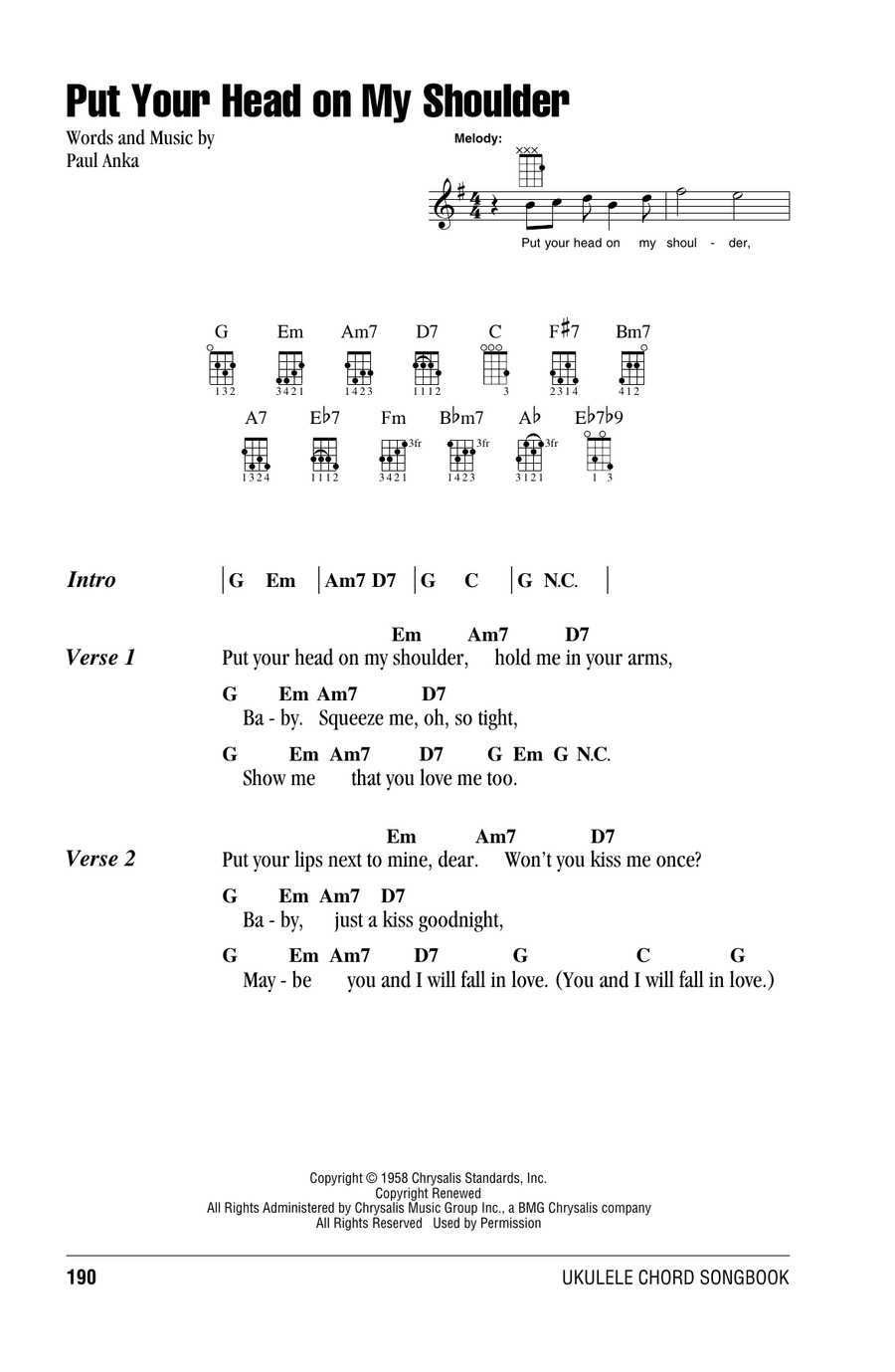 Put Your Head On My Shoulder Ukulele scores gallery preview page 1
