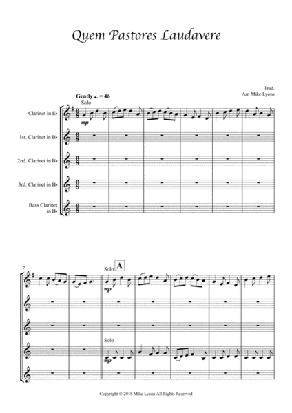 Clarinet Quintet - Quem Pastores Laudavere image number null