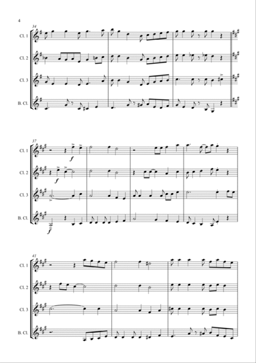 Swing Low, Sweet Chariot - a Jazz Arrangement - For Clarinet Quartet Clarinet Quartet scores gallery preview page 4